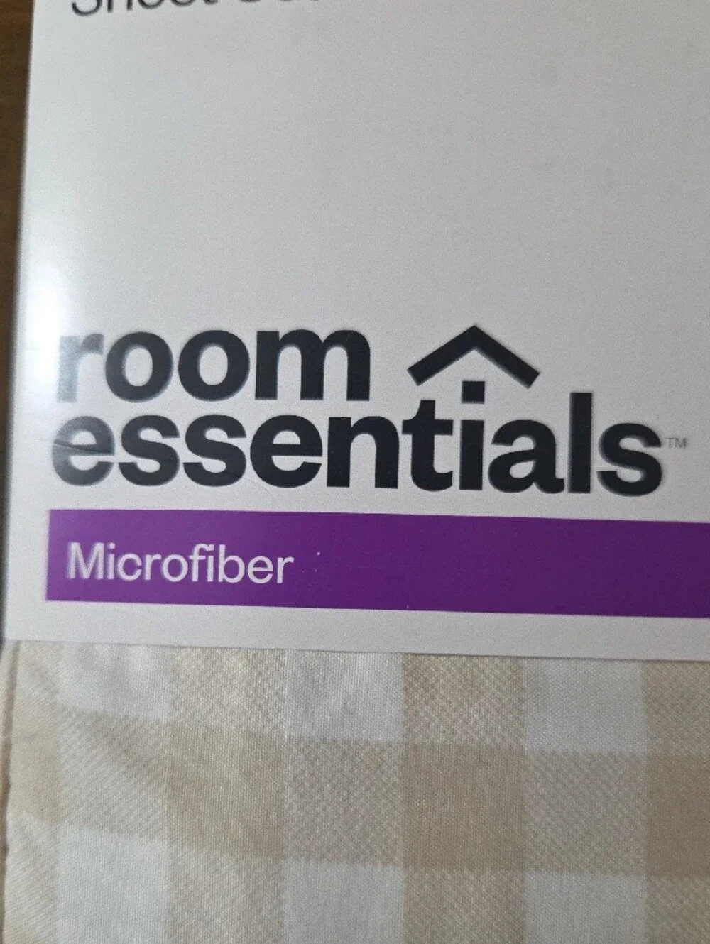 Room Essentials Beige and White Gingham Microfiber Sheet Set